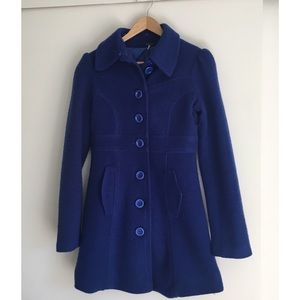 Free People blue lambswool peacoat
